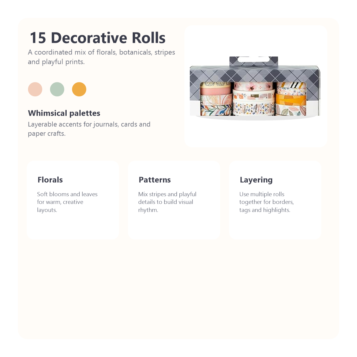 Scotch Whimsical Washi Tape Set decorative patterns